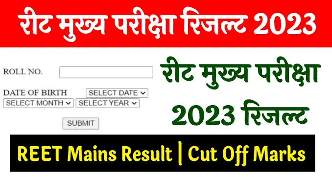 REET Mains Level 1 Result 2023,rsmssb.rajasthan.gov.in CutOff & Merit List